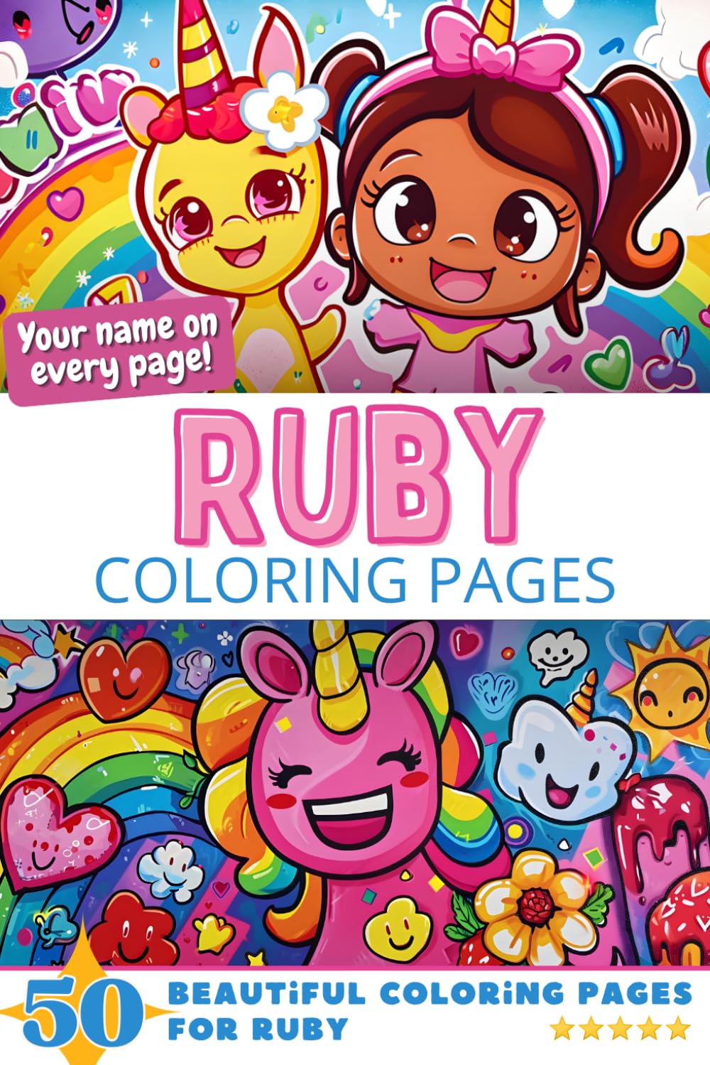 Ruby Coloring Pages: Wow-Effect! Your name on every page - Ruby coloring book - 6x9" - 50x Ruby coloring page - Fantastic Gift