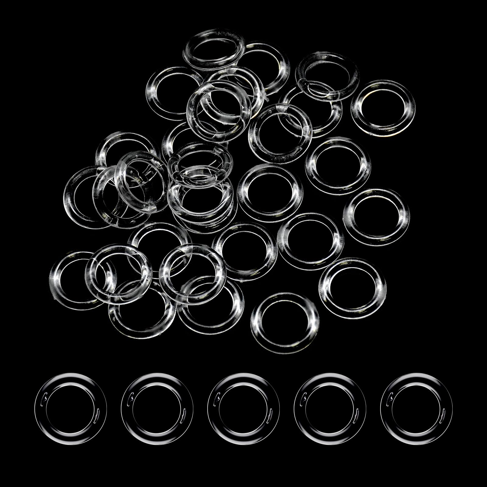 Roman Blind Rings, 30 PCS Roman Blind Curtain Rings Roman Blind Clips O-Rings Plastic Rings Plastic Curtain Rings Roman Blind Rods Plastic Curtain Hooks Curtain Hoops for Roman Shades (Transparent)