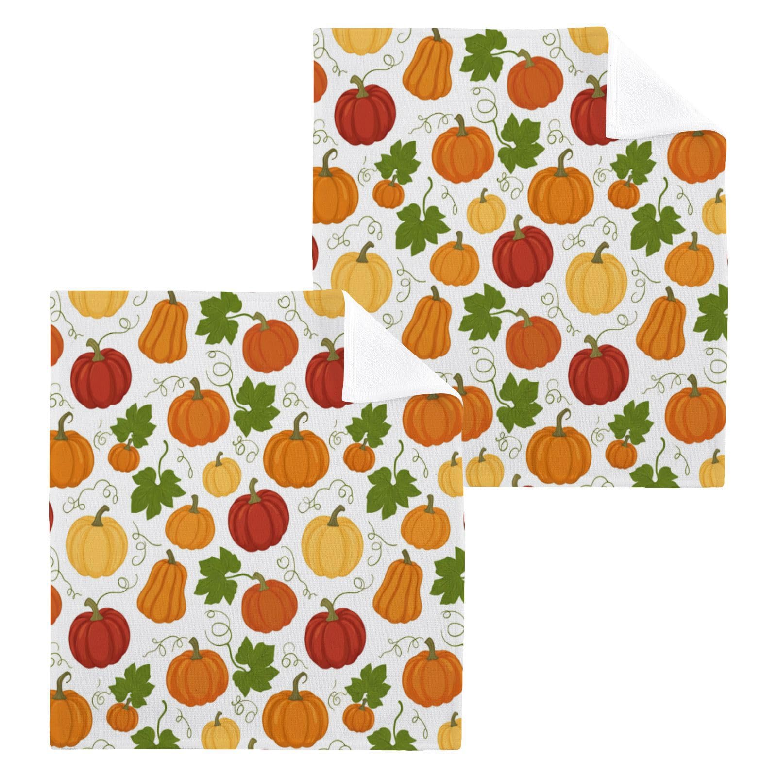 BOESI Multicolor Pumpkin 12x12in Cotton Washcloth,Soft Absorbent Face Towel