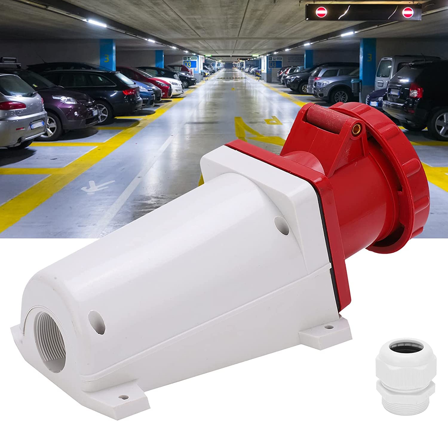 KAMSTEALTH IP67 Waterproof 3P+N+E Mounted 5?Pin 220V-380V and 240V-415V Industrial Connector 63A -6h with Rubber Sealing Ring for Indoor Outdoor Places (63-5 Wall Socket) 2