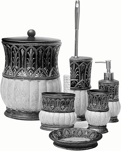 Miniatura 7 de Pumkins - Juego de accesorios de baño, estilo retro, incluye 1 taza, 1 soporte para cepillos de dientes, 1 jabonera y 1 dispensador de jabón,