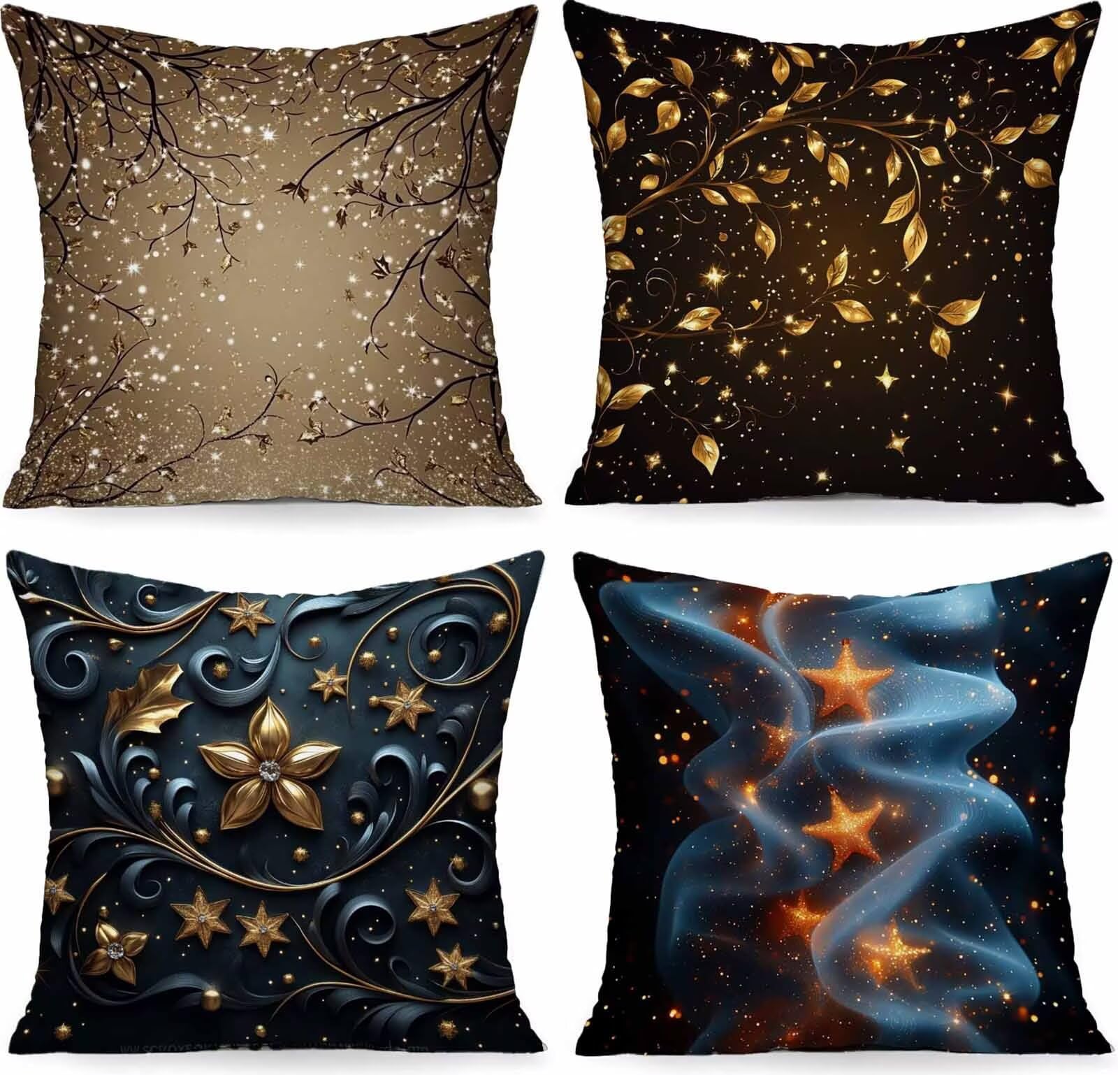 Jaune Housse Coussin 65X65cm Fleur Conception de Motifs Lin Matériel Coussin Canape Lot de 4, avec Fermeture Eclair Caché Exterieur Impermeable pour Lit Chambre Canapé Decoration Maison PjY7454 M-1
