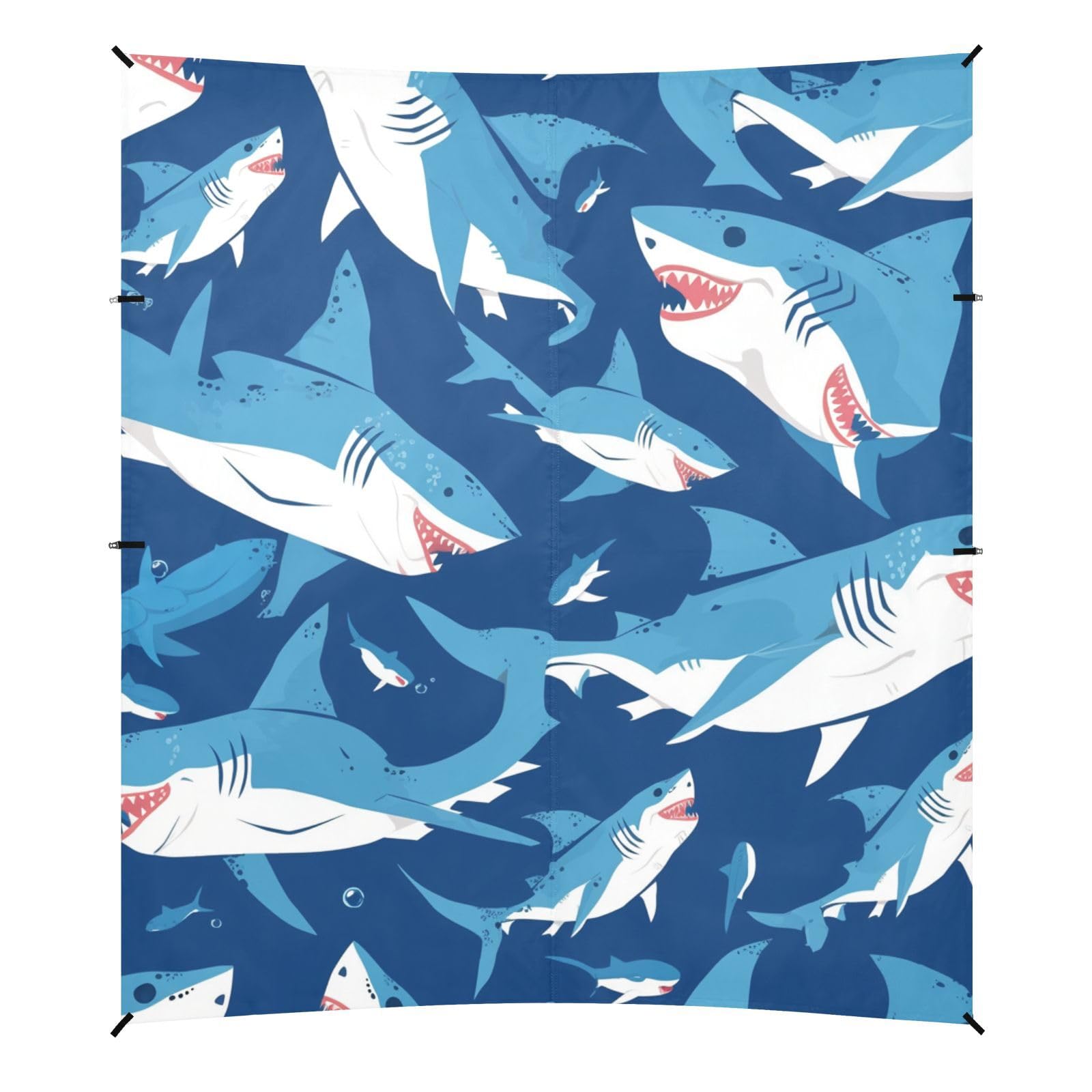 Shark Ocean Navy Blue Stable Beach Tent UPF50 Lightweight Large Portable Sun Shelter with Sand Shovel for Backyard and Camping