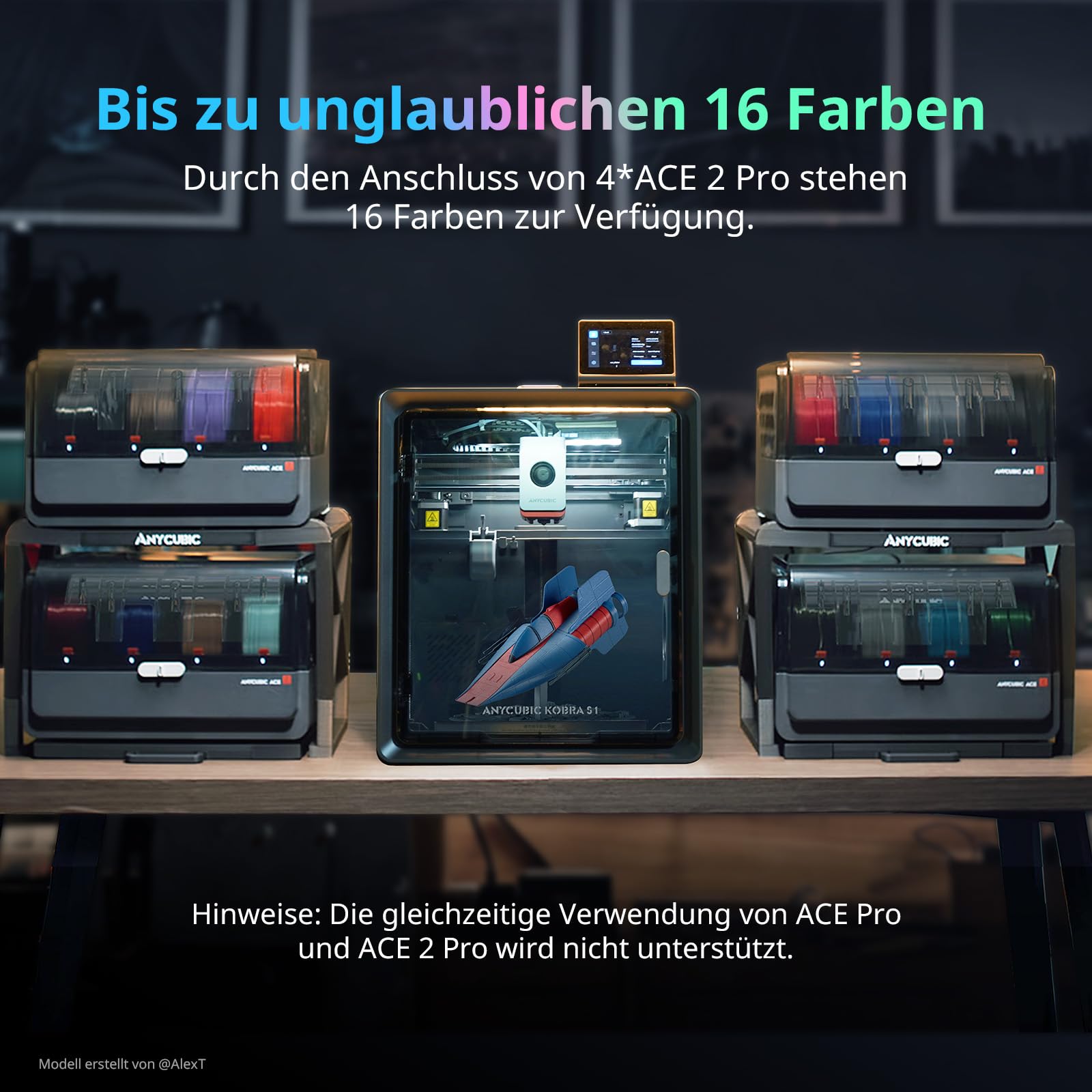 Anycubic Kobra S1 ACE 2 Pro Combo 3D-Drucker, 600 mm/s Hochgeschwindigkeit