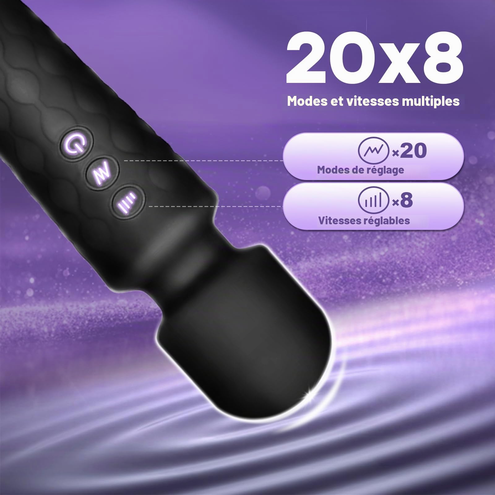 Mini masseur portable sans fil – Puissant – Parfait pour soulager le stress en voyage, soulager les muscles du dos, des jambes et des lombaires (noir pâle)