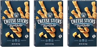 John Wm. Macy's Original Cheddar CheeseSticks - Non-GMO, Real Aged Cheddar & Asiago, Double-Baked Crunch - 4oz Cartons, 3 Pack
