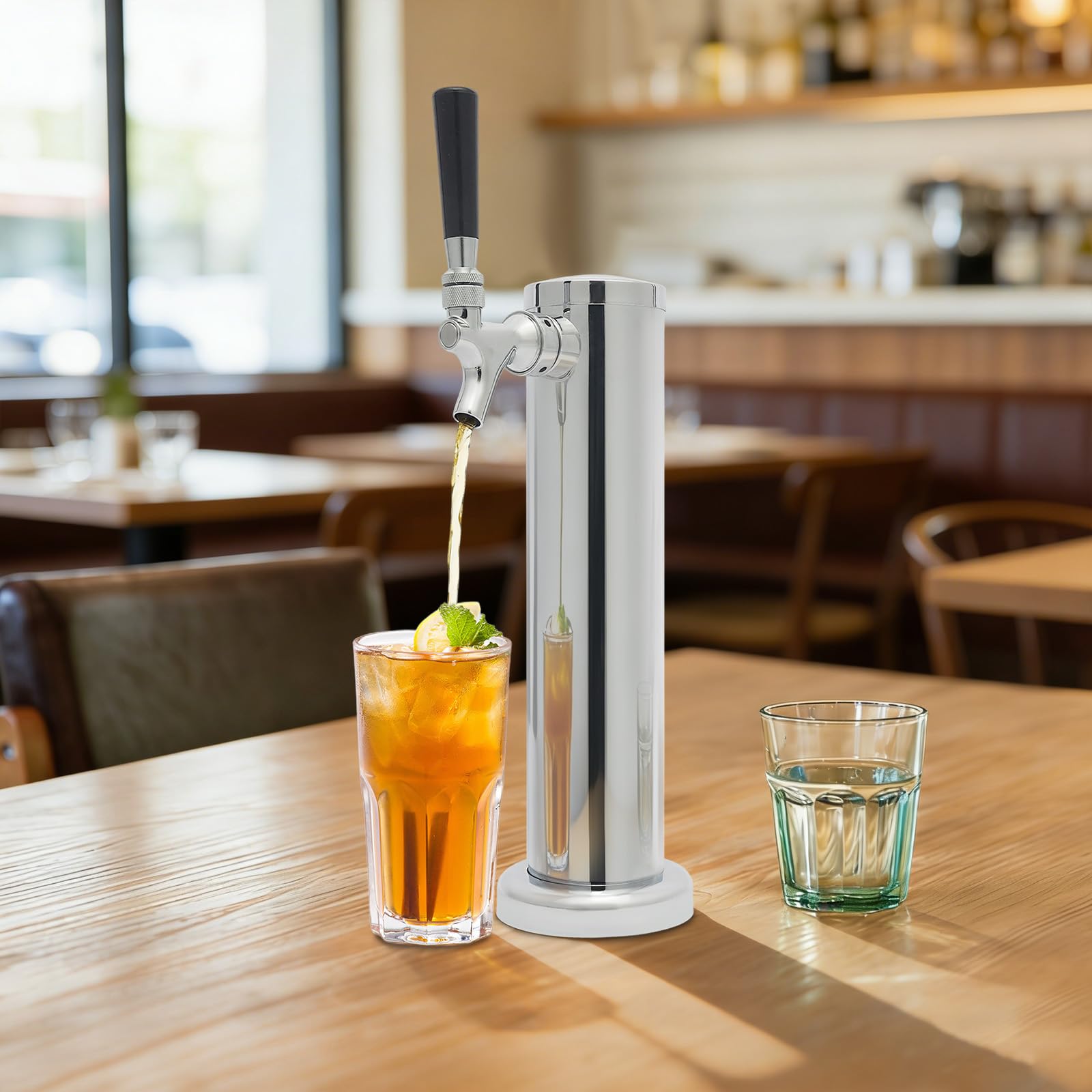 Columna de cerveza de acero inoxidable simple, tiradora de una sola tapa para barril, dispensador de bebidas profesional, material de bar, acabado pulido cromado, instalación fácil, para casa, bar