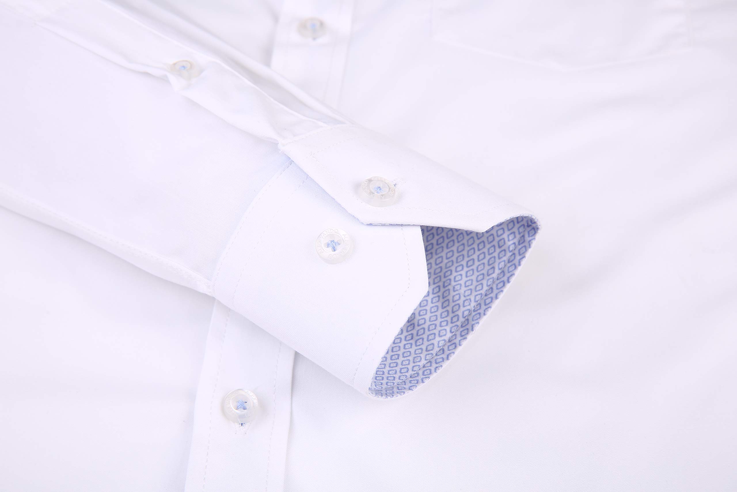 Alex Vando Camisas de Vestir para Hombre Sin Arrugas Ajuste Regular Elástico de Bambú con Botones | Protección UV UPF30, tela suave que se cae, ribete interior de contraste, costuras finas