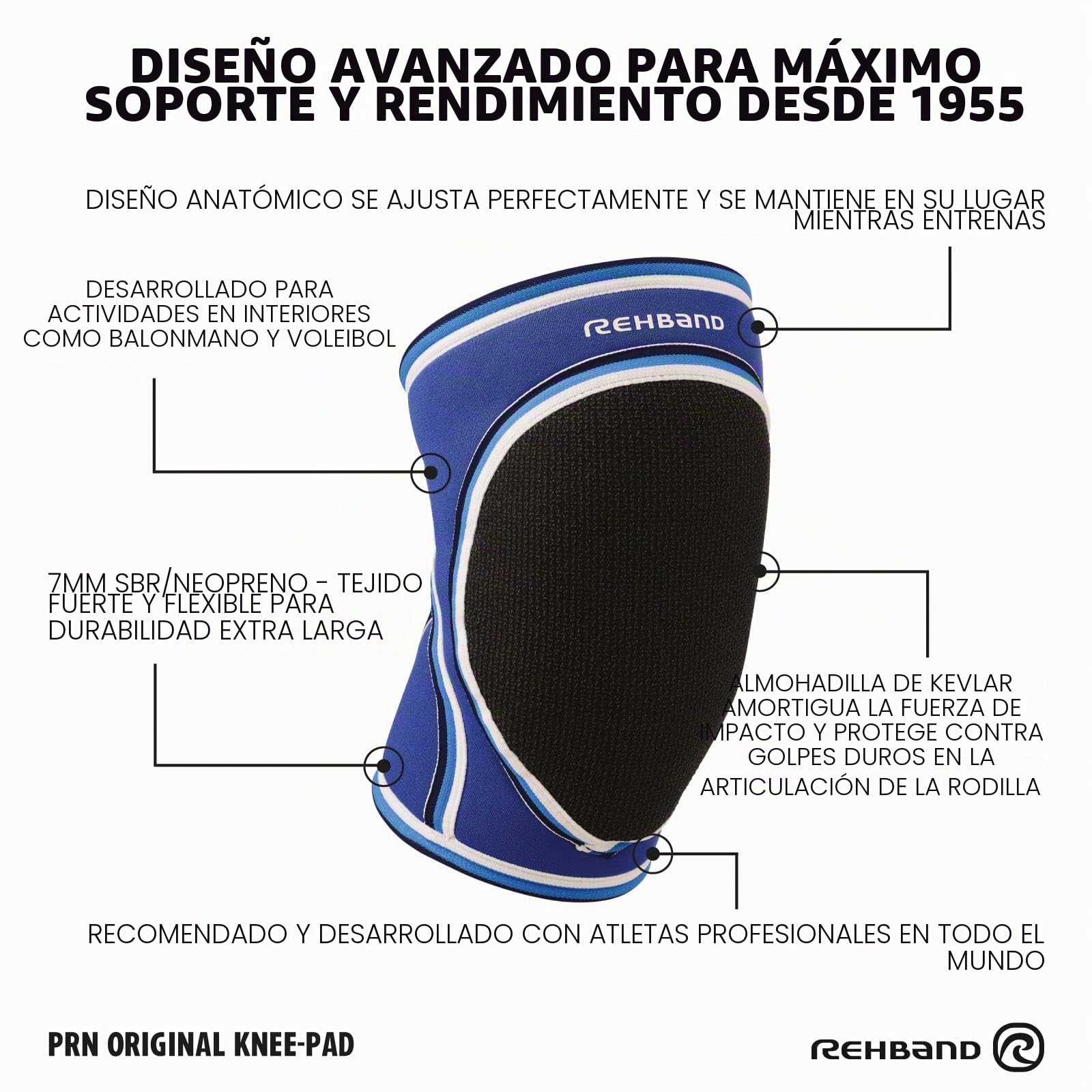 Rehband Rodilleras 1 o 1 par de rodilleras de neopreno para balonmano y voleibol