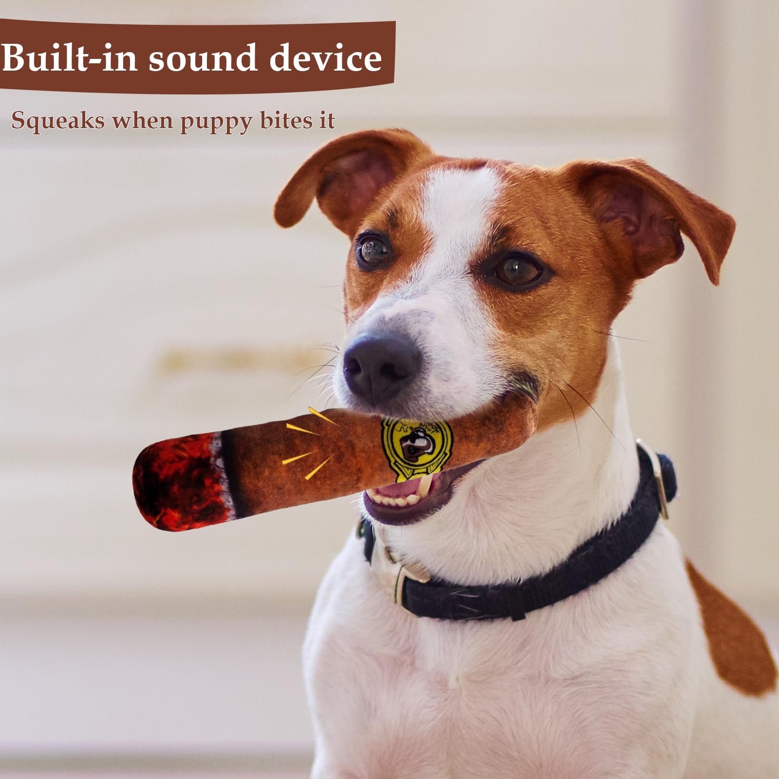 TIVUNORON Dog Chewing Cigarette Toys, 2pcs Dog Toys Funny Cigarette Shape Interactive Squeak Toy for Dogs Soft Peluch Toys for Dogs - Image 4