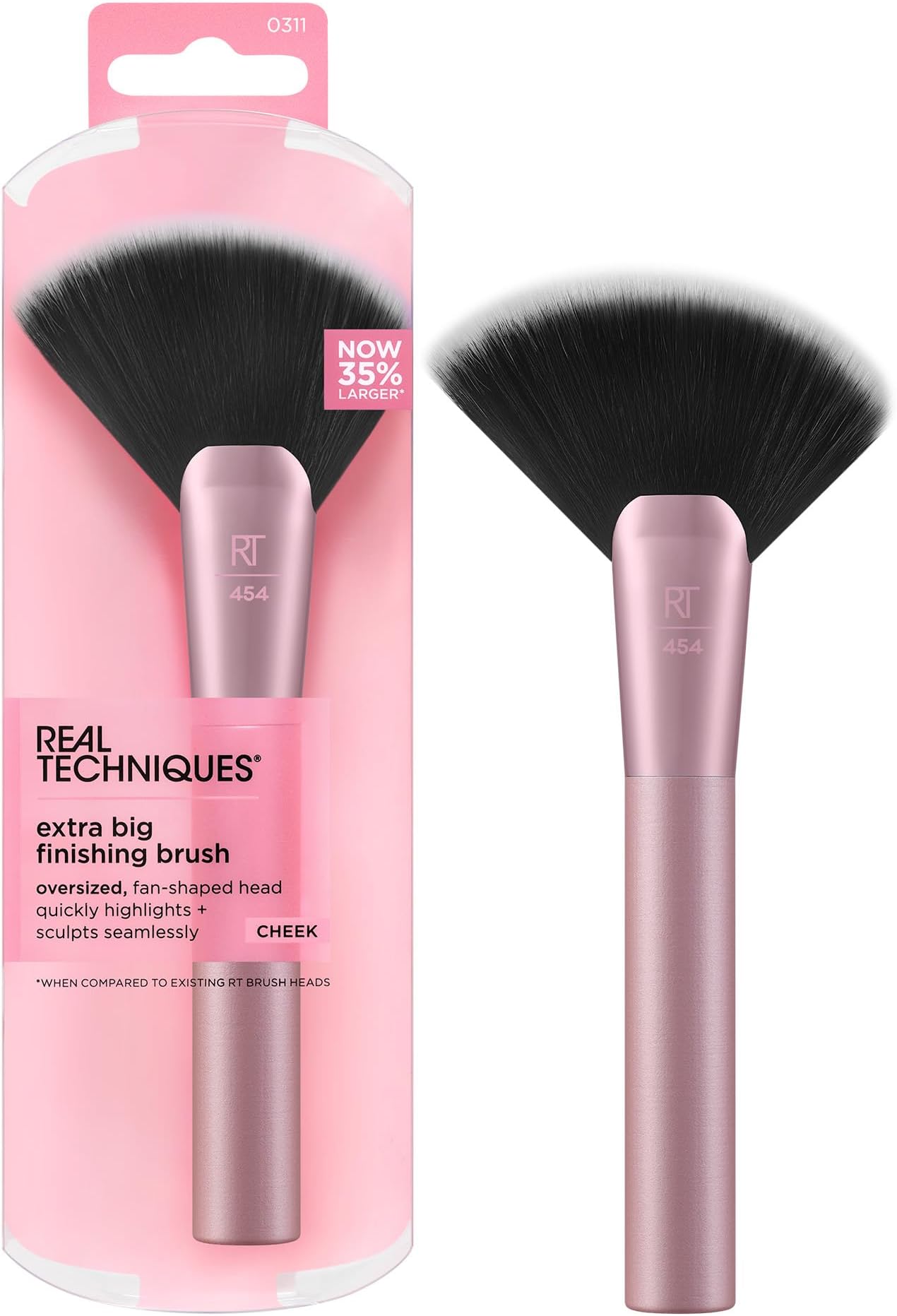 Extra Big Finishing Brush, Large Oversized Fan Brush For Powder Bronzer, Highlight, & Contour, Cruelty-Free, Synthetic Bristles, 1 Count