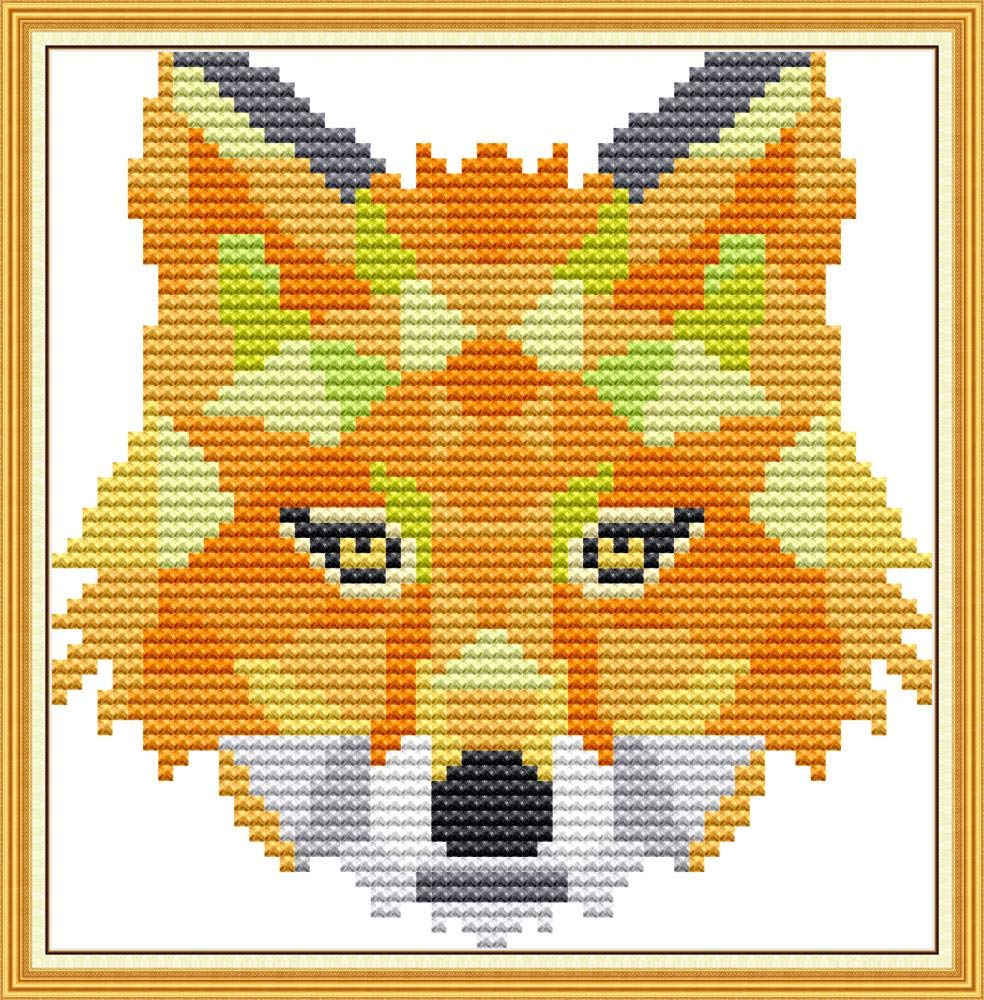 Leczany Stamped Cross Stitch Kits DIY 11CT Sewing Full Range of Pre-Printed Embroidery Starter Kits for Beginners - Fox 19x20cm