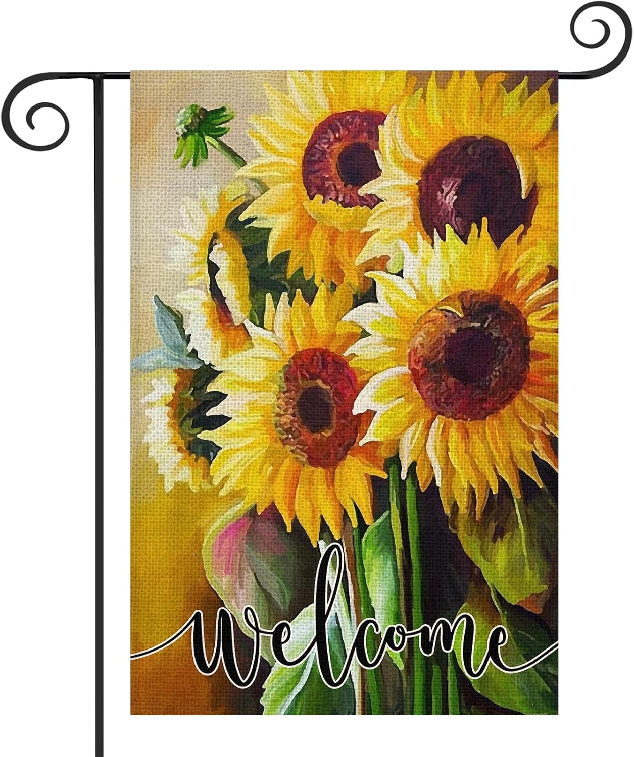 Sunflower Welcome Garden Flag 12 x 18 Inch Double Sided Small Burlap Garden Flags for Outside Spring Summer Yard Farmhouse Holiday Lawn House Decoration