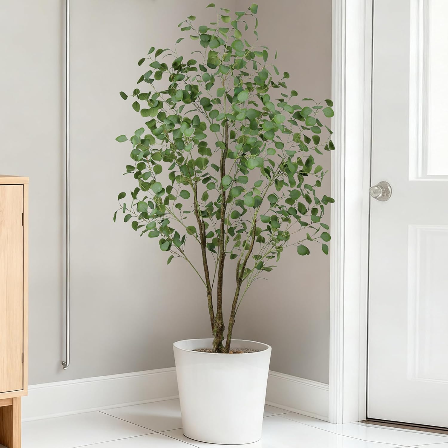 Artificial Eucalyptus Tree 6ft, Faux Floor Plant Large Fake Silk Trees with Pot for Home Office Living Room Bedroom Indoor Outdoor Decor(6feet Tall)