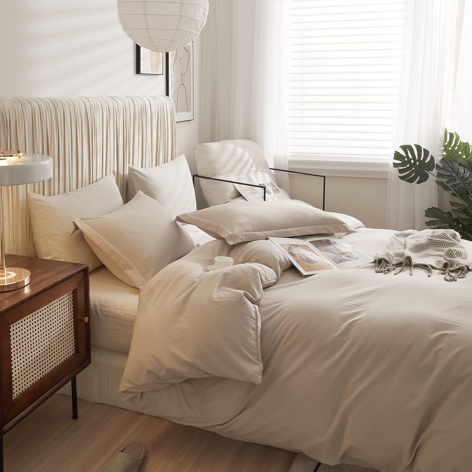 VClife King Comforter Sets Boho Beige Duvet Covers King