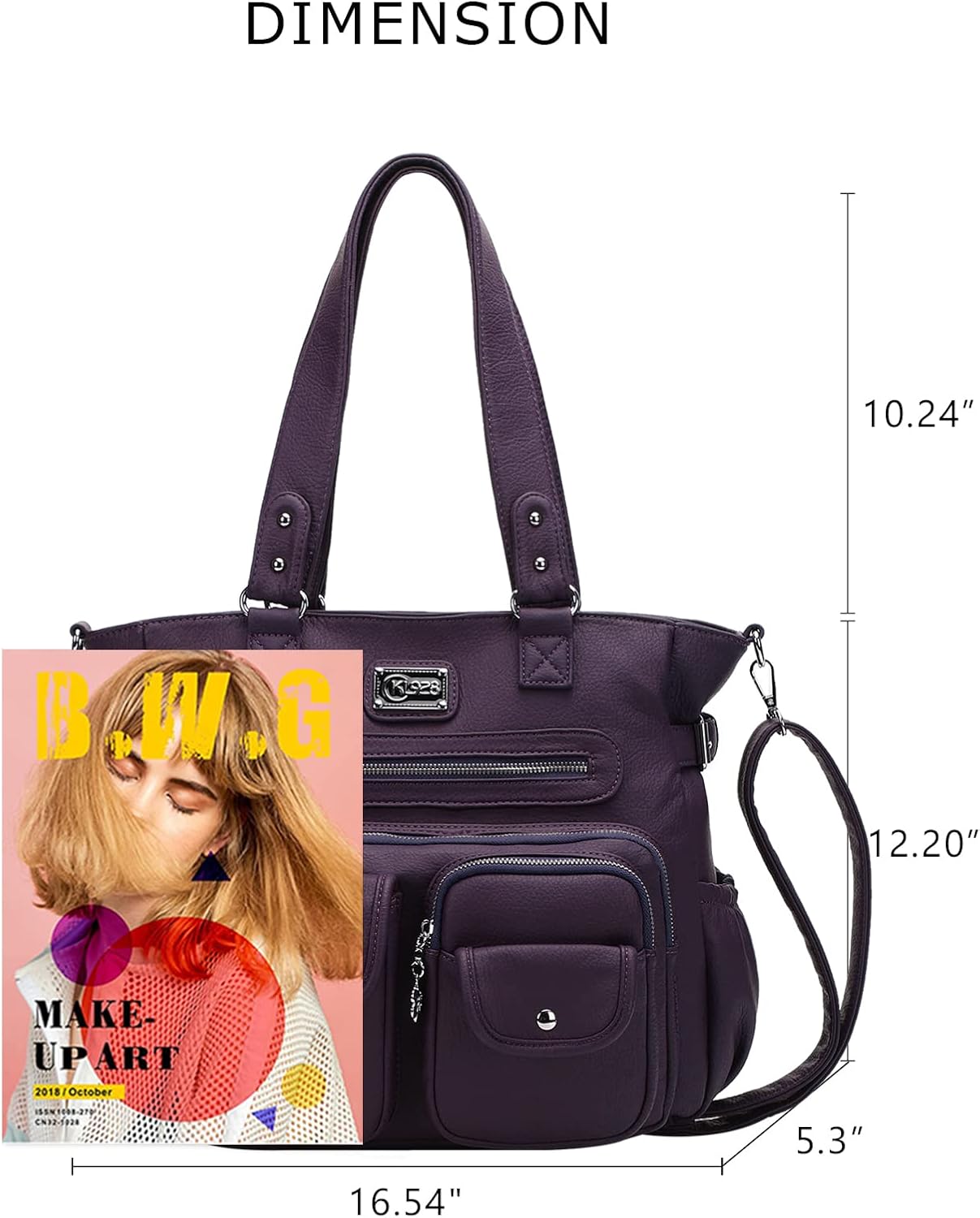 KL928 Large Purses for Women Shoulder Bag Tote Handbags Stylish Vegan Leather Hobo Bags Ladies, A-Black-4 | Large, Purses, Stylish, Ladies, Large, Purses - Image 3