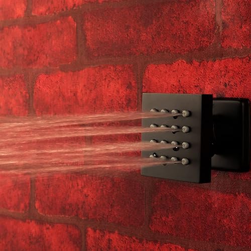 Miniatura 2 de DULABRAHE Ducha ajustable de 2 pulgadas para spa de latón cuadrado de masaje, rociador de cuerpo NPT de 12 pulgadas, acabado cromado negro cepillado