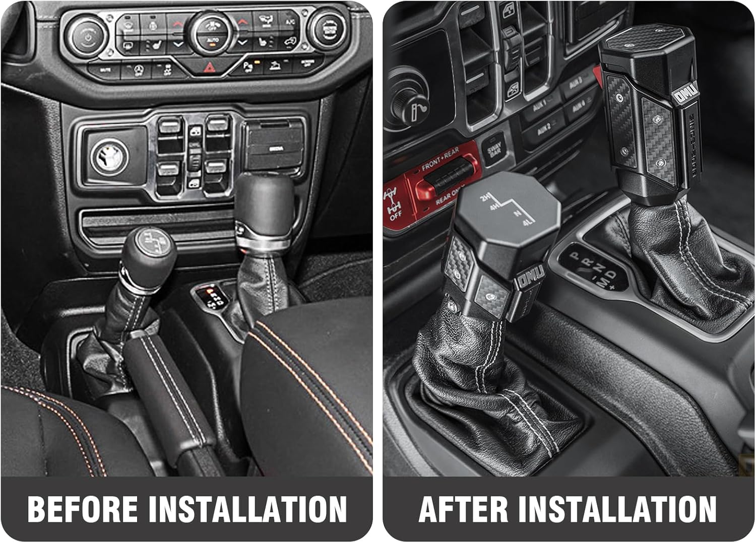 OMU Genesis Series Gear Lever Shift Knob Compatible with 2018-2024 Jeep Wrangler JL & 2020-2024 Gladiator JT Metal Gear Lever Shift Knob