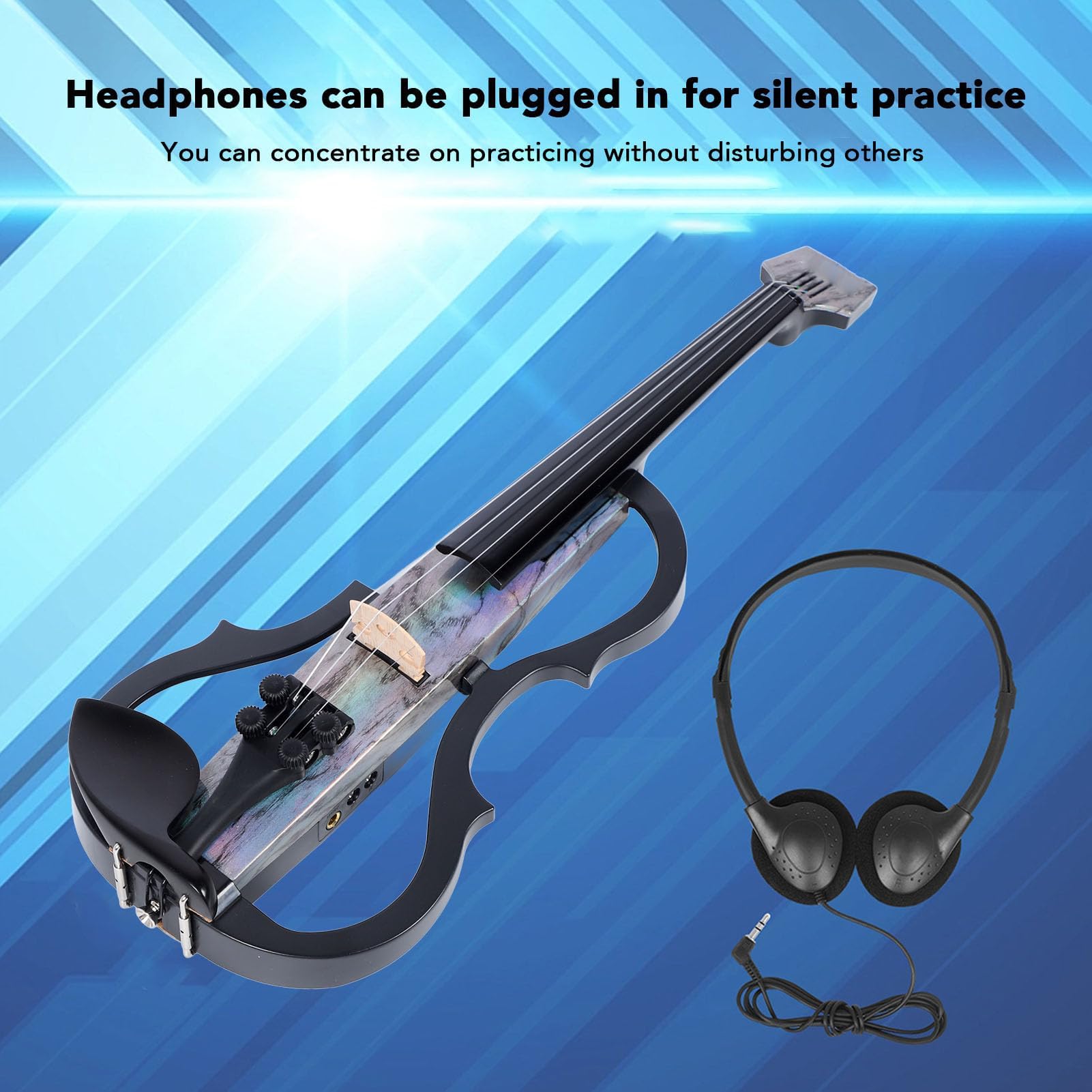 Professionelle Leise Elektrische Violine 4/4 Kohlefaser Violine Elektrische Geige Kit mit Tonabnehmer für Anfänger Erwachsene Jugendliche (Typ 1)