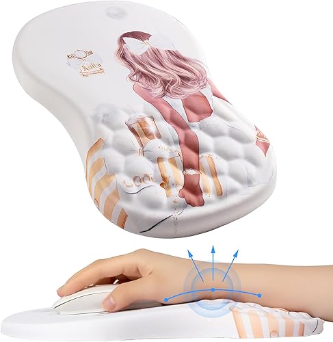 Miniatura 1 de Kasapti Alfombrilla de mouse ergonómica con soporte para muñeca, bonita y curativa y clásica con reposamuñecas para túnel carpiano, reposamuñecas de