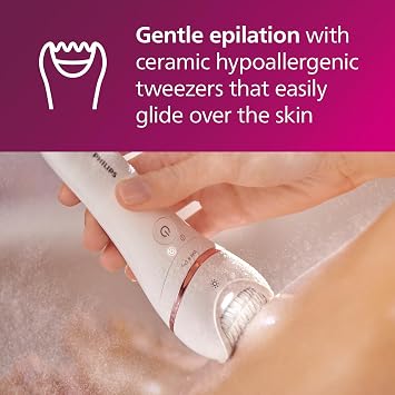 Philips Epilator Series 8000, Cordless Wet and Dry Epilator for Legs and Body, with 9 Accessories, Shaver, Trimmer, Pedicure and Body Exfoliator, Model BRE740/11