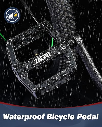 Miniatura 5 de Zacro Mountain Bike Pedals with 2 High-Speed DU Sealed Bearings, Bike Pedals of 916 Inch, Aluminum Bicycle Flat Pedals, Non-Slip and Durable Pedals