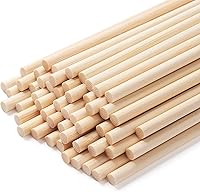 Vista 11 de Clavijas de madera para manualidades, 10 varillas de madera de 1/2 x 12 pulgadas, varillas de bambú redondas naturales para manualidades, tacos