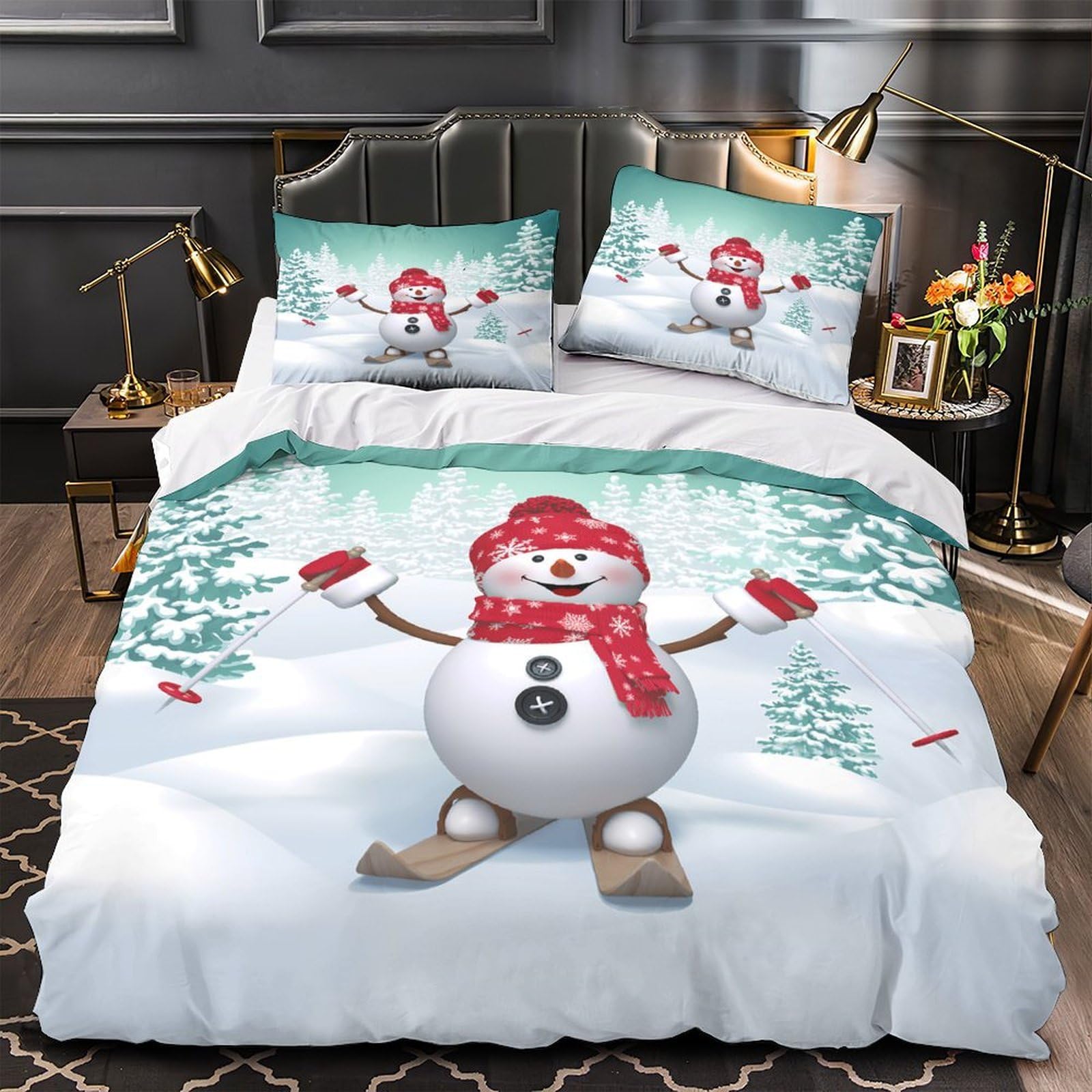 Housse de couette bonhomme de neige zippée et respirante contre les allergies