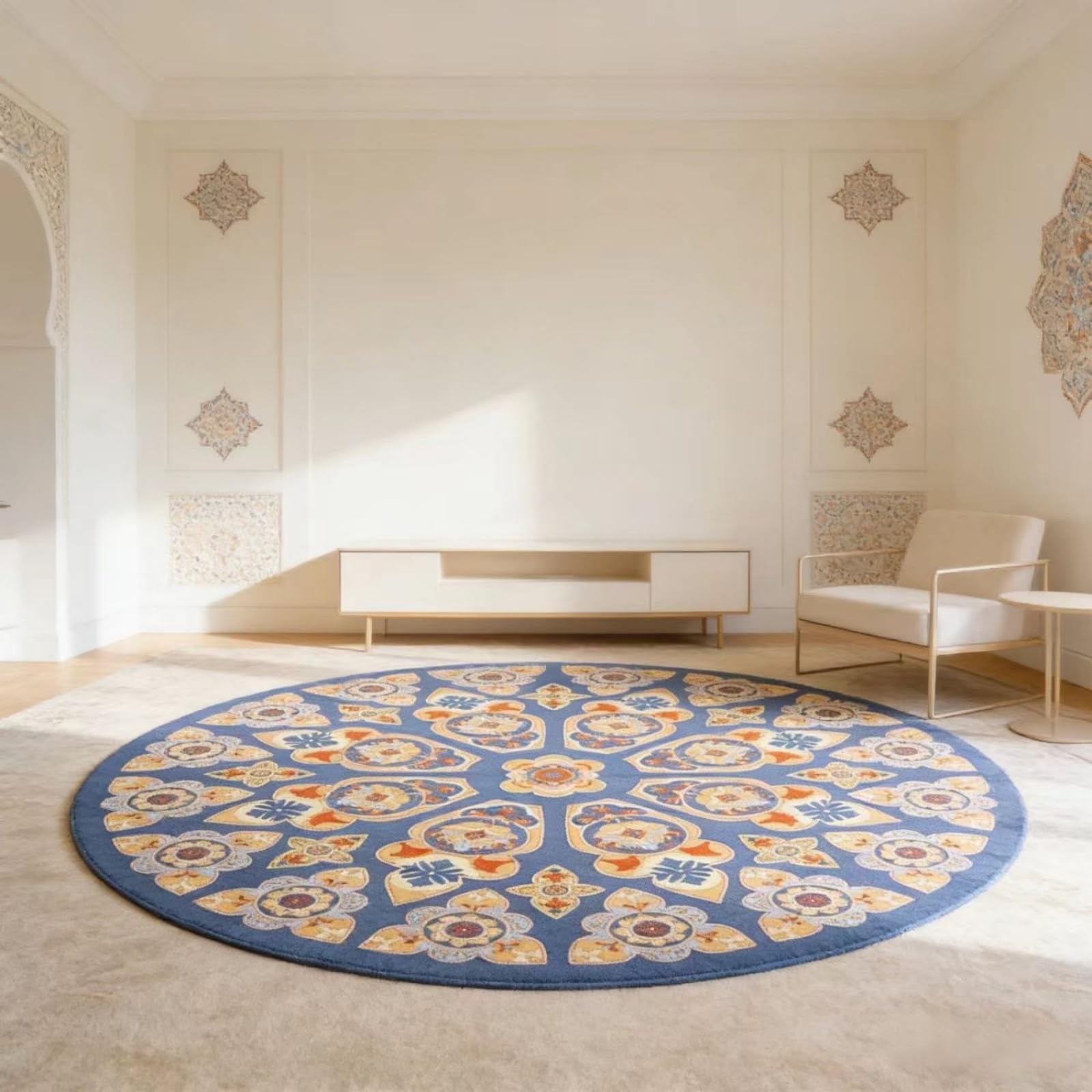 Tapis moderne rond 90 cm durable aux finitions soignées