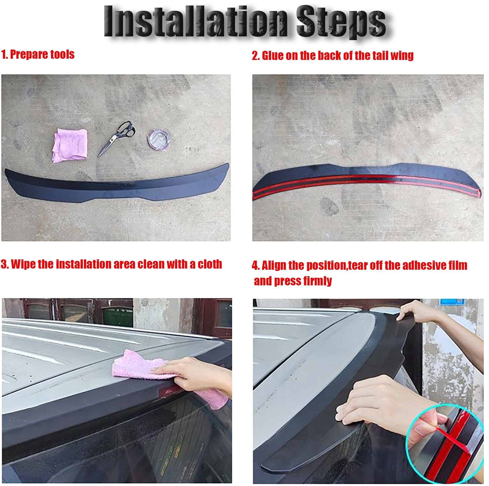 Auto ABS Spoiler Posteriori per Alfa Romeo Mito 2008 2009 2010 2011 2012 2013, Bagagliaio Alettone Posteriore Anticorrosione AntiGraffio Decorazione Accessori,Bright Black