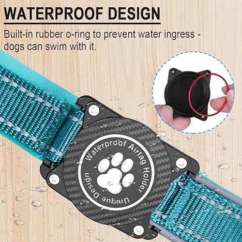 Miniatura 7 de OKVSKO Collar para perro Airtag con soporte impermeable para AirTag, luminoso reflectante, acolchado suave, collar de nailon ajustable para perros