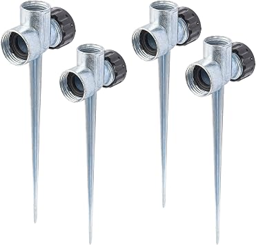 Hourleey 4 Pack 1 / 2 inch Zinc Alloy Lawn Sprinkler Spike Base، Water Flow Thru Sprinkler for Yard، Lawn، Garden and Grass Irrigation