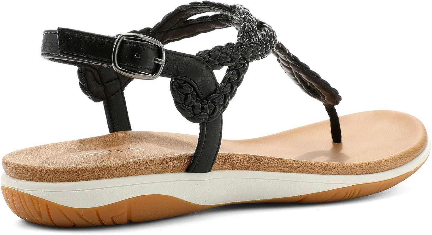 UBFEN Womens Flat Sandals Dress Braided T-Strap Thong Sandals with Arch Support Comfortable for Walking - Image 5