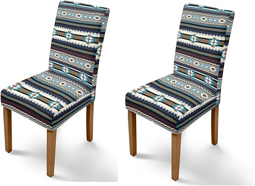 Rnyleeg Ethnic Chair Covers for Living Room No Arms Aztec Tribal Print Stretch Dining Chair Covers Set of 2 Soft Washable Kitchen Chair Protector