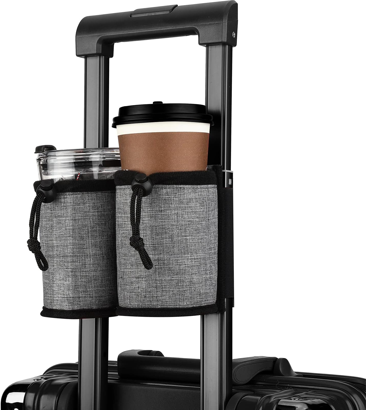 Luggage Travel Cup Holder Attachment Drinks Carrier for Drink Beverages Coffee Mugs(Gray)