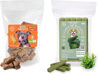 Himalayan Spirulina Cheese Dog Chews Small 5 Bar with Vegan Skin&Coat Dog Treats 7 oz | Long Lasting Cow Milk Skin&Coat Chews & Plant Based Oral Health Dog Treat Combo