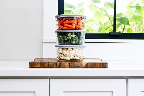 Miniatura 5 de DURA LIVING Contenedores de vidrio para almacenamiento de alimentos, juego de 12 piezas (6 recipientes + 6 tapas), 2 tazas, solución de