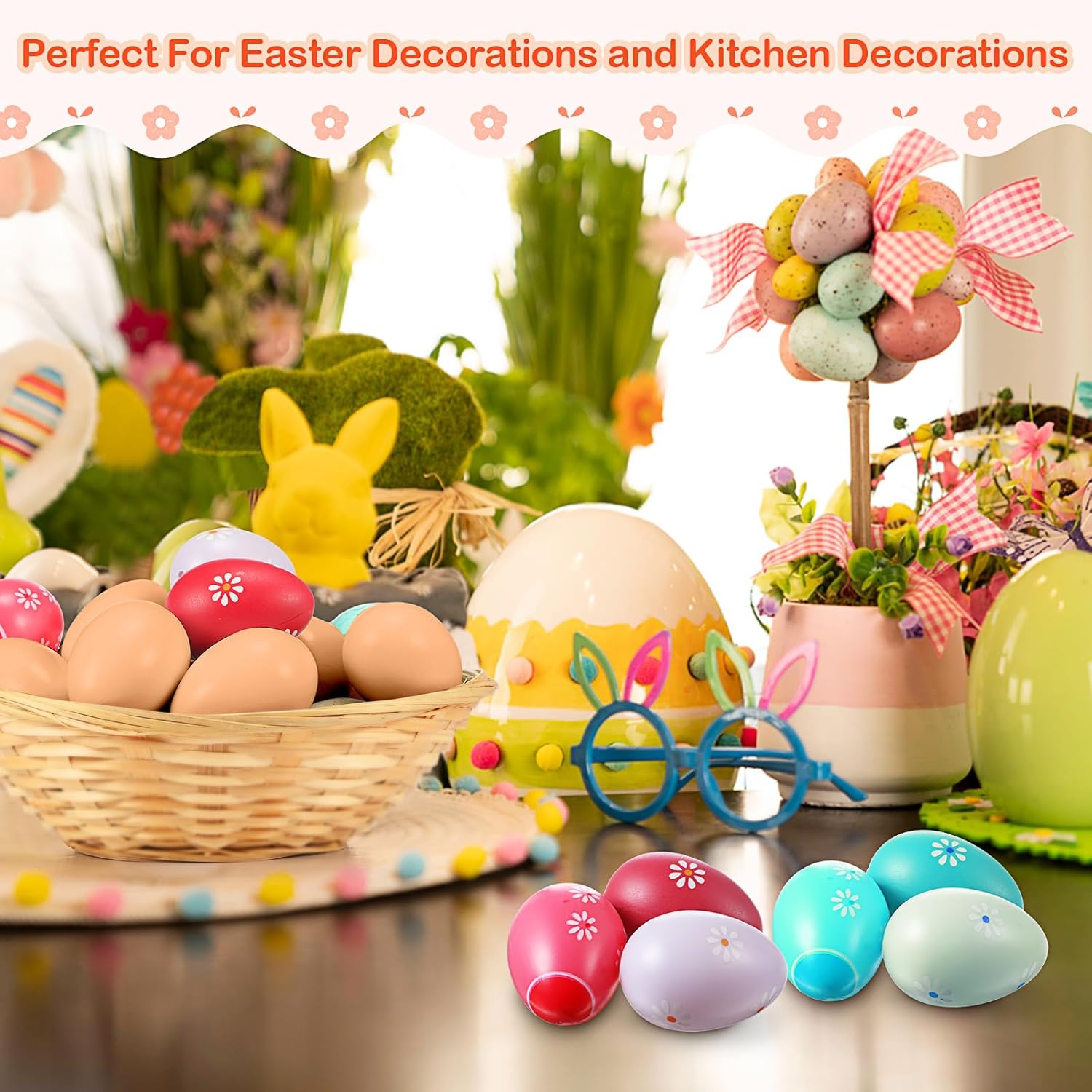 200 Pcs Unpainted Easter Wooden Eggs Bulk Fake Wood Eggs to Paint for Crafts Faux Chicken Nesting Items for Easter Gifts Basket Fillers Home Kitchen Party Decor (Brown)