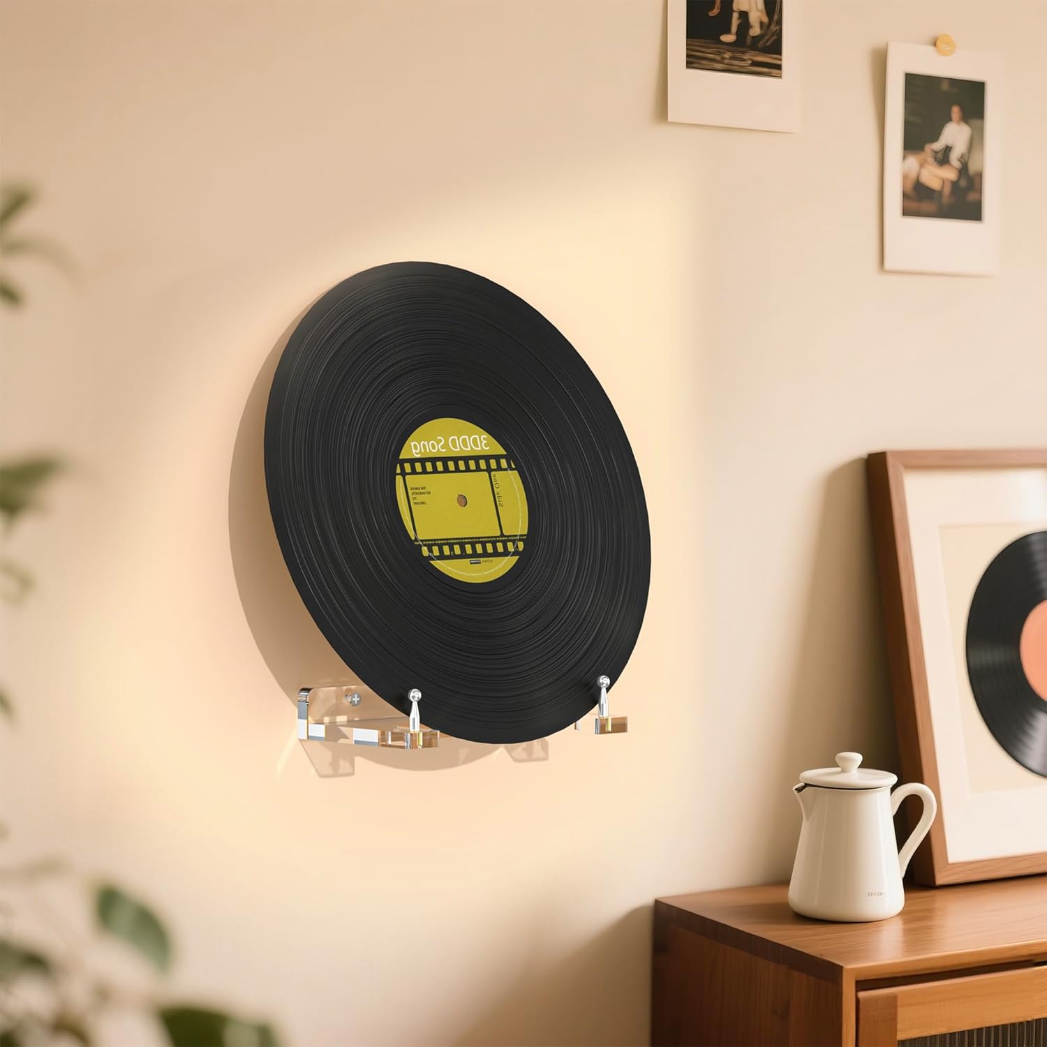 Wall-Mount Acrylic Display Shelf for Plates, Acrylic Plate Stand with Adjustable Display Angle, Ideal Hanger for 6-16 Inch Plates, Picture Frames, Bowl, Certificate, Artwork, Silver Pegs - 2 Pack