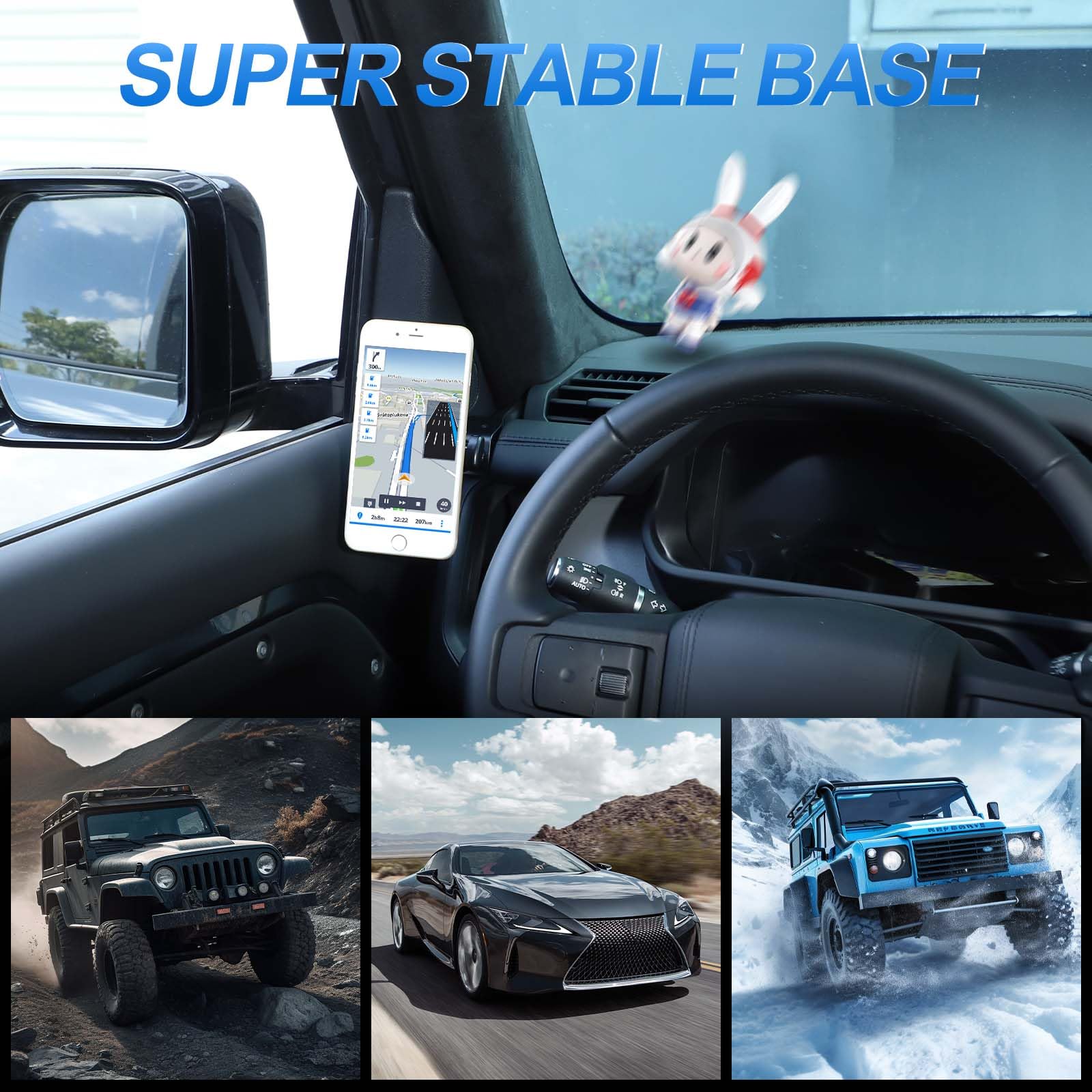 Supporto per telefono compatibile con Land Rover Defender 90 110 130 2020-2026, regolabile a 360° sul lato sinistro, supporto per telefono per tutti gli smartphone (stile E, magnetico)