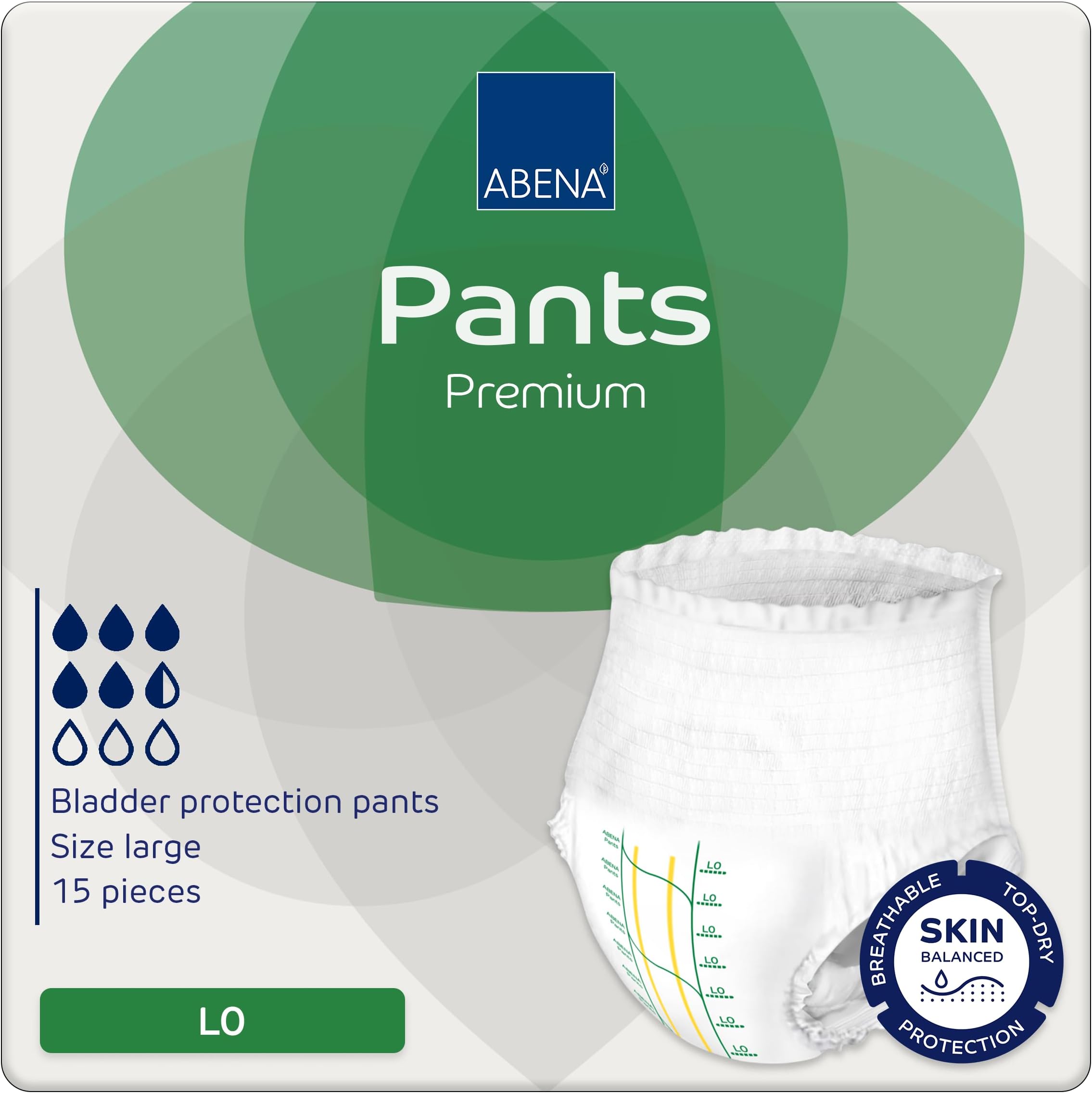 Abena Pants Premium Pull-Up Incontinence Pants, Eco-Labelled Incontinence Pants for Men & Women, Discreet, Protective, Breathable, Comfortable - Large 0, 100-140cm Waist, 1085ml Absorbency, 15PK