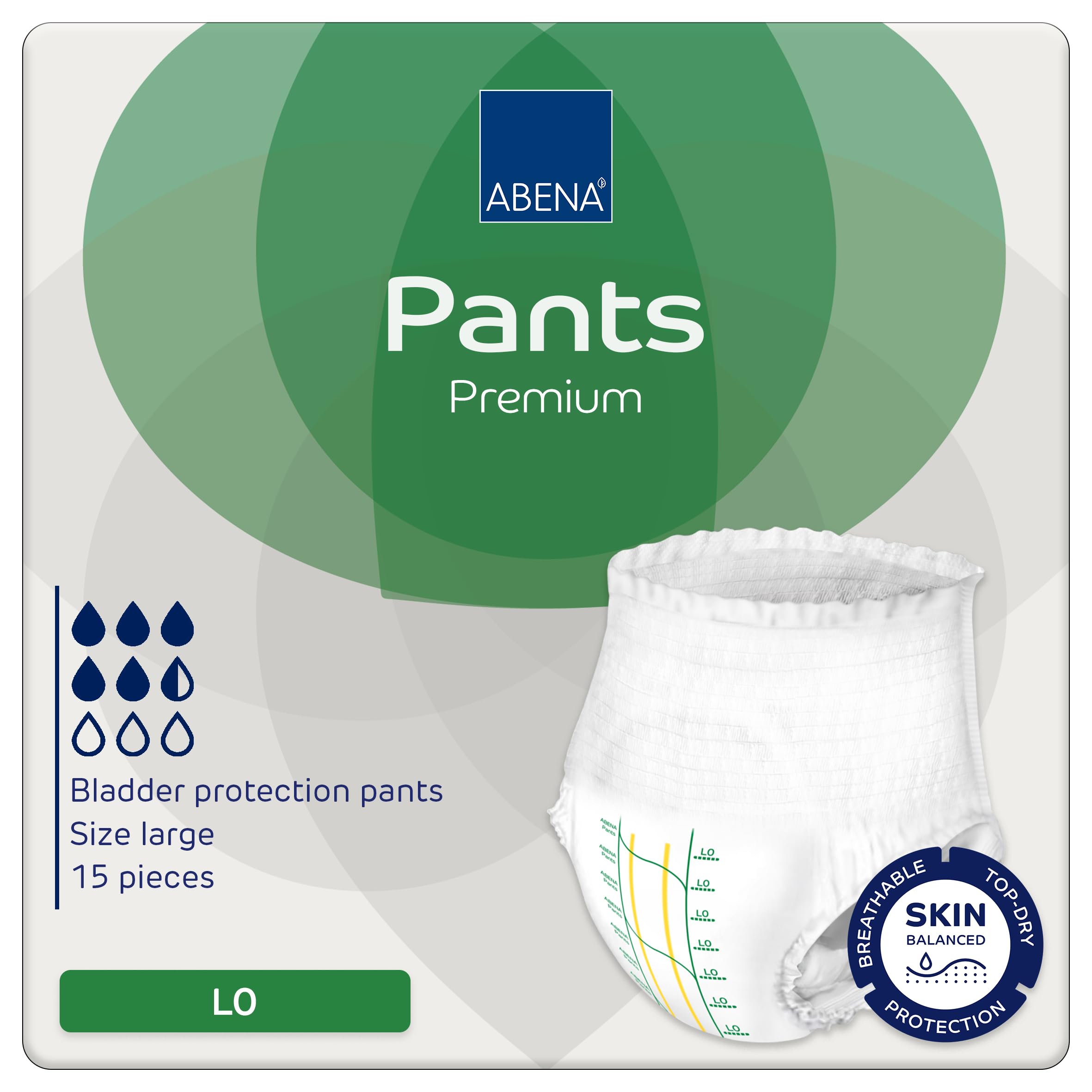 Pants Premium Pull-Up Incontinence Pants, Eco-Labelled Incontinence Pants for Men & Women, Discreet, Protective, Breathable, Comfortable - Large 0, 100-140cm Waist, 1085ml Absorbency, 15PK