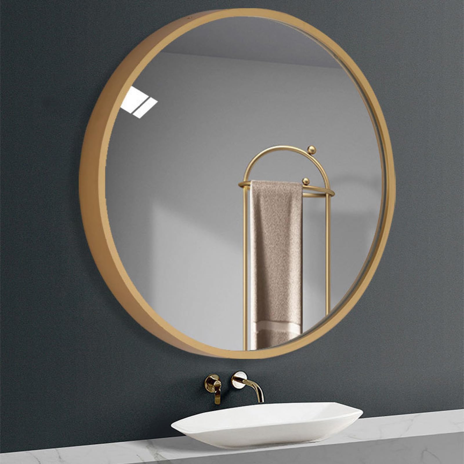 Miroir moderne en métal brossé doré déco intérieure chic