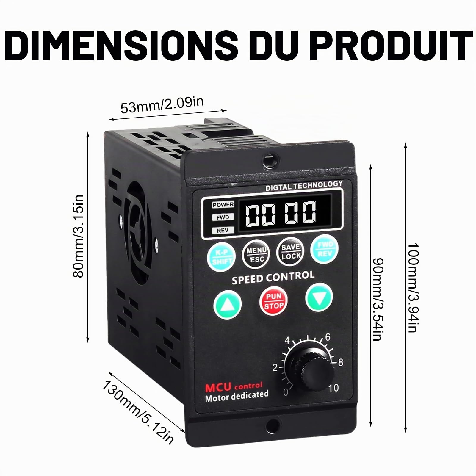 Convertisseur de fréquence (VFD) 220 V monophasé, Sortie triphasée, variateur de Vitesse pour Moteur 750 W AC 220 V avec Protections Multiples et Affichage numérique
