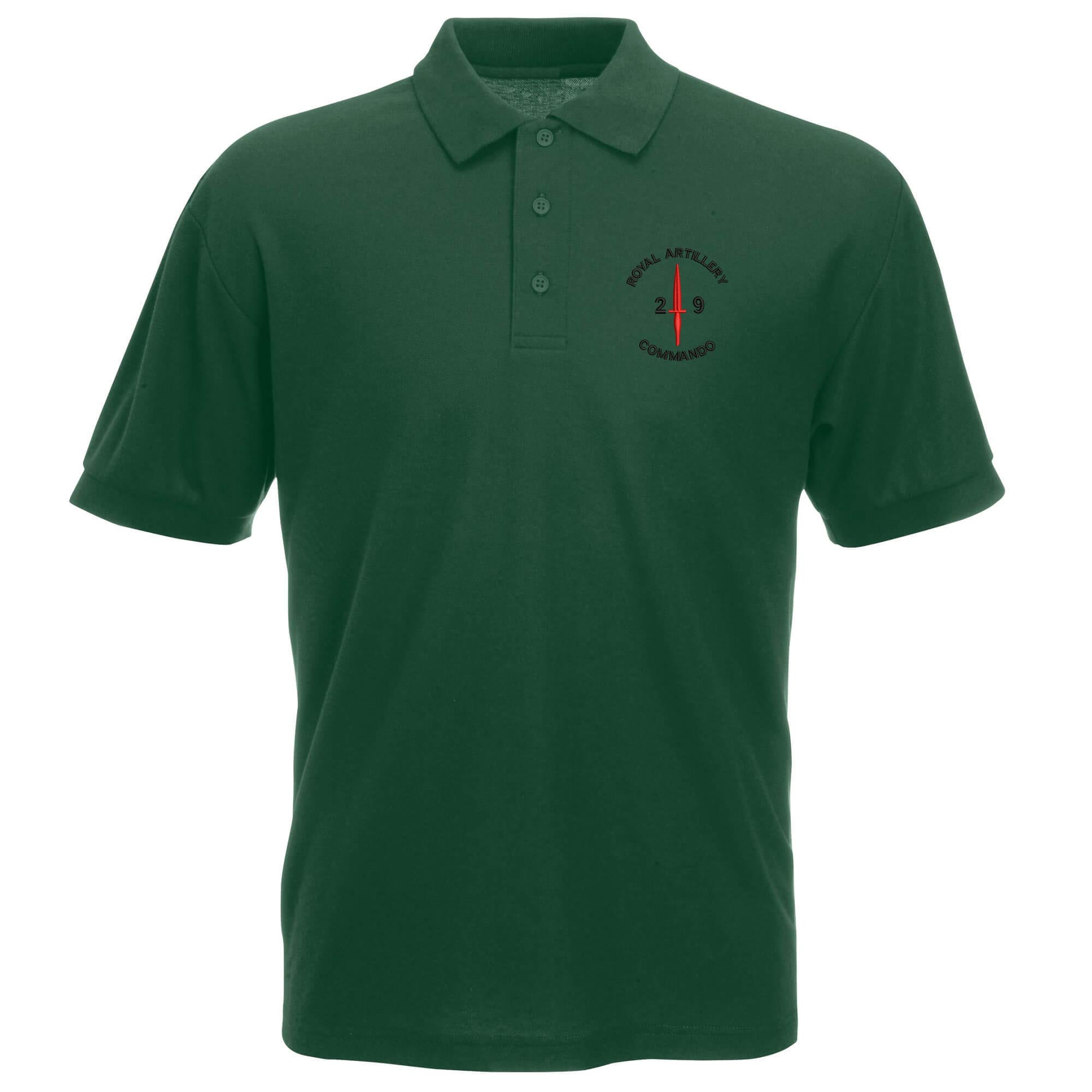 Pineapple Joe's Men's Bottle Green 29 Commando Royal Artillery Embroidered Polo - 2X Large