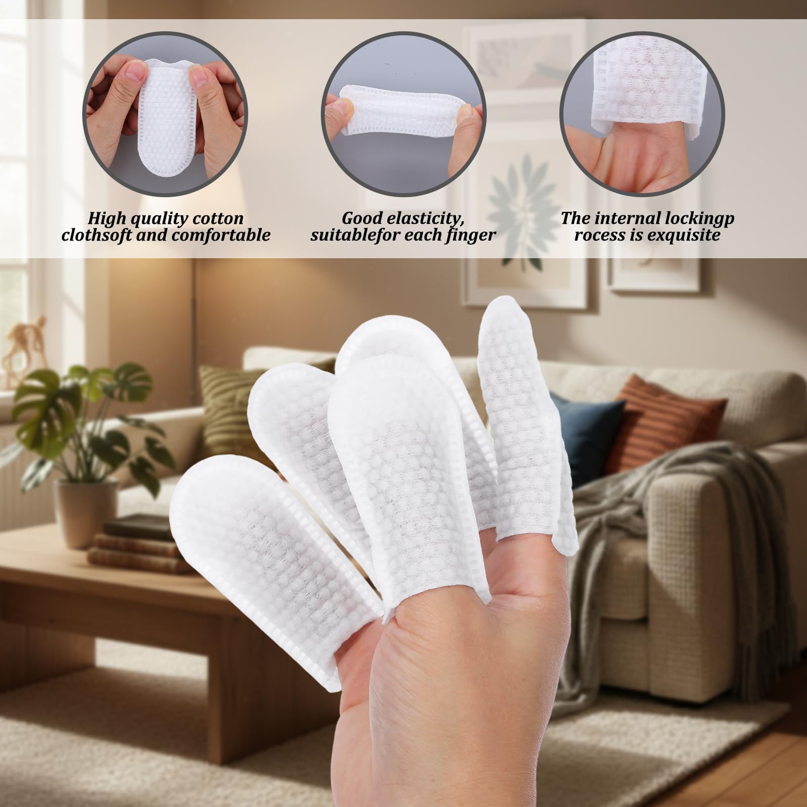 100 Pcs Cotton Finger Cots Dog Ear Wipes for Pet Ear Cleaning Cloth Finger Cots Fingers Covers Fingers Gloves Disposable for Nails Cleaning Dog Cat Teeth Cleanings Grooming Nail Trimming Precise Tasks - image 3