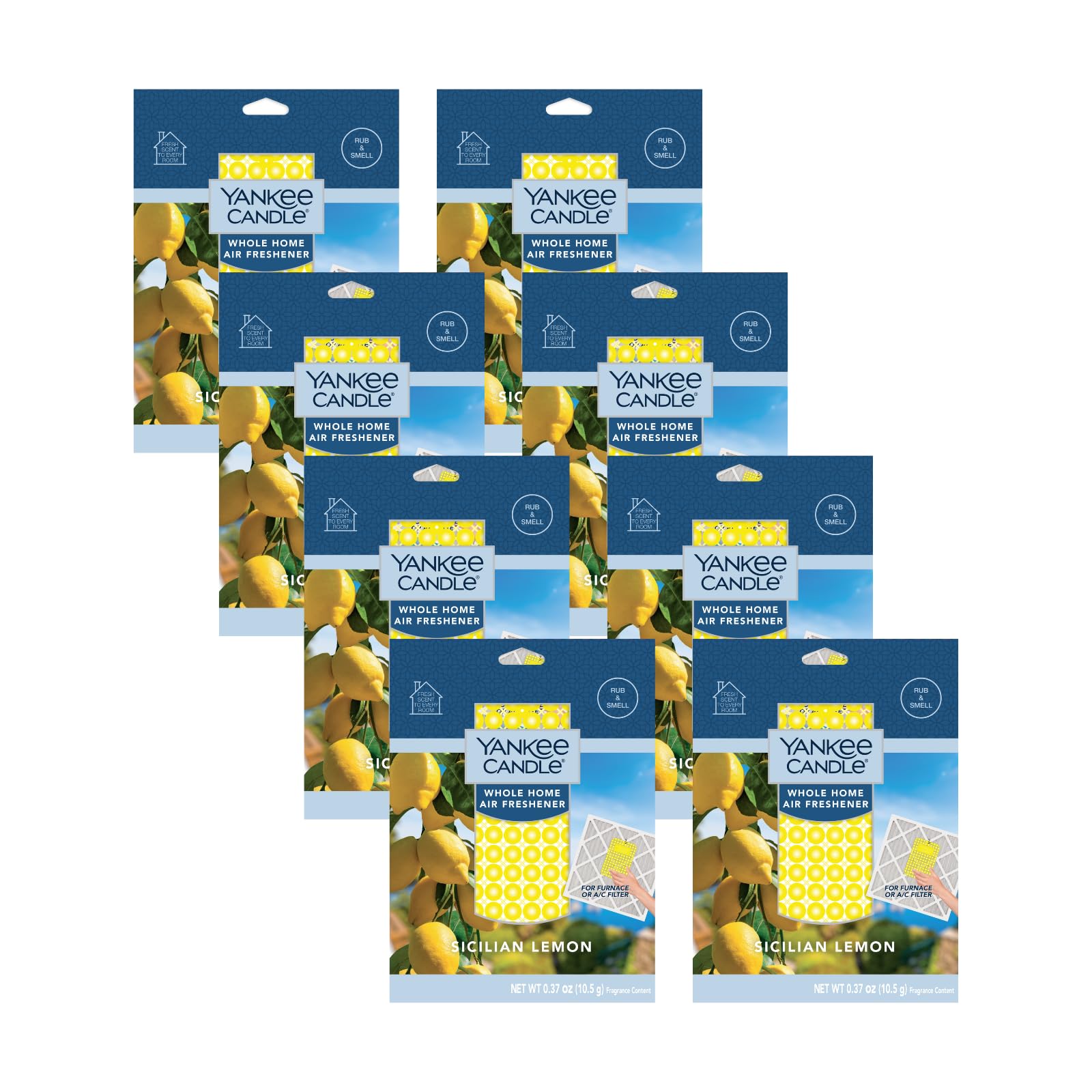 Yankee Candle Whole Home Air Freshener, Long Lasting Odor Eliminating Fragrance for Home, Continuous Room Freshener, Sicilian Lemon (Pack of 8)