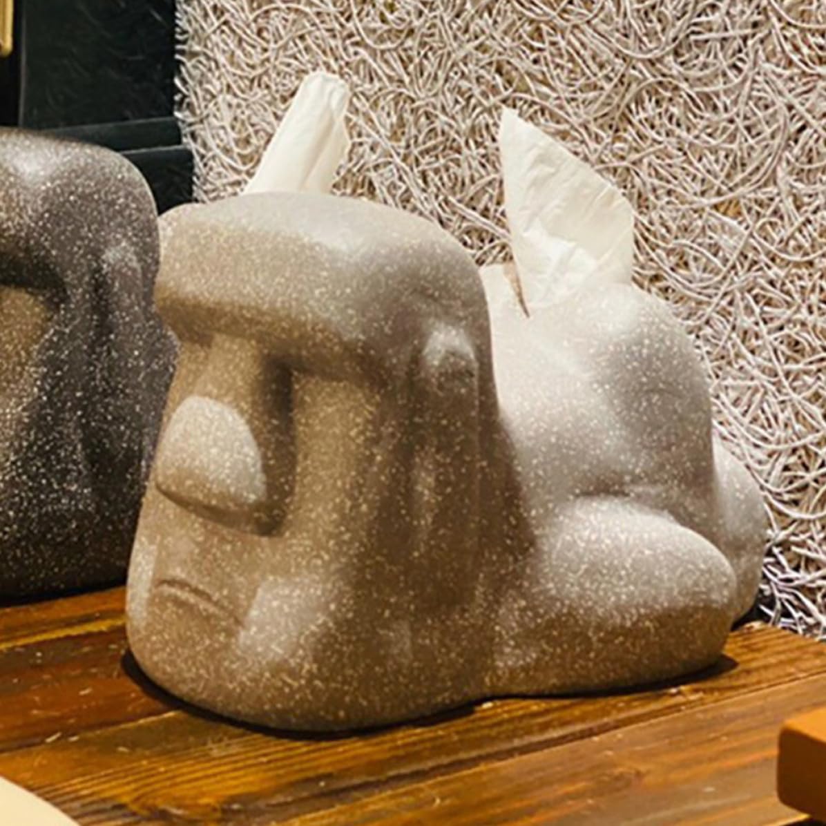 Bianca Porta Fazzoletti Decorativo Resina Moai per Camera