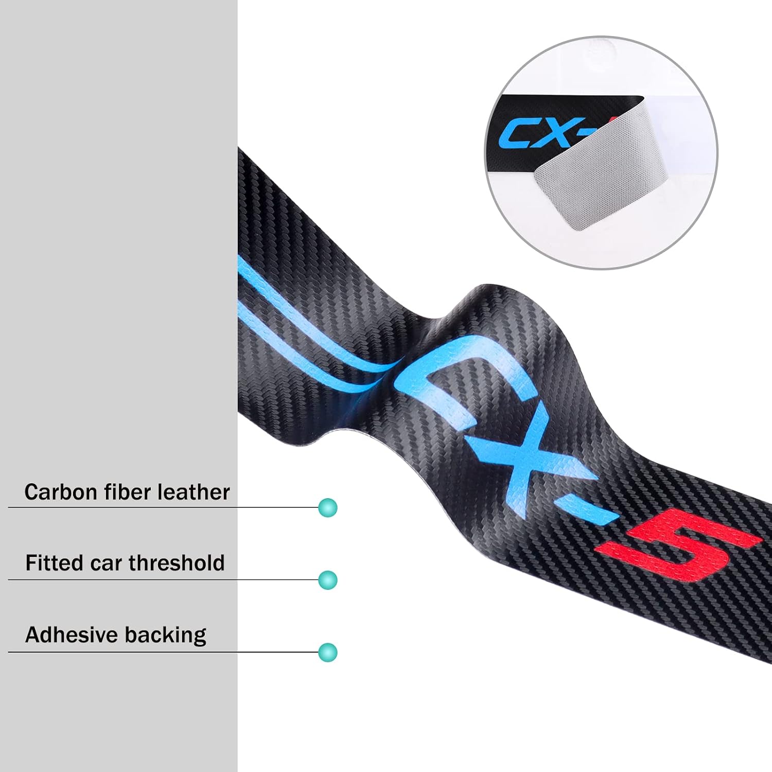 4Pcs Car Door Sill Protector for Mazda CX5 Accessories Fit for CX5 2015-2022, Carbon Fiber Leather Door Sill Sticker, Reflective Automotive Door Sill Guard, Decoration Door Sill Scuff Plate Sticker