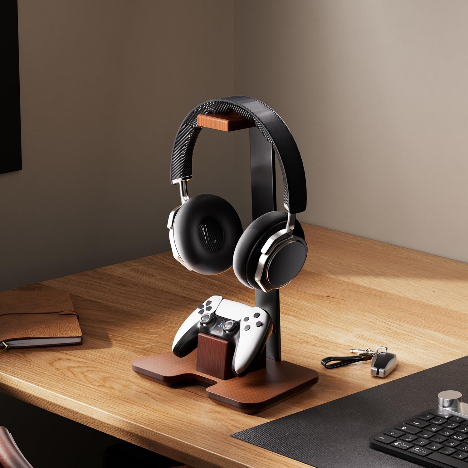 Supporto per controller in legno per cuffie per scrivania da gioco accessori per controller compatibile con Xbox PS5 PS4 Nintendo Switch Supporto per cuffie